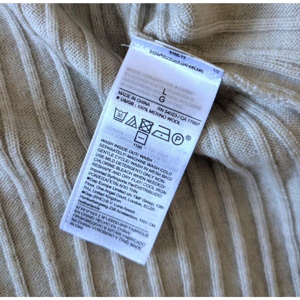 Banana Republic Heather Oatmeal Beige Ribbed Merino Mock Neck Tank Size Large - Picture 6 of 7